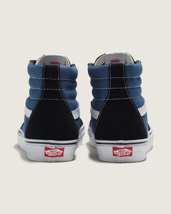 black and blue high top vans