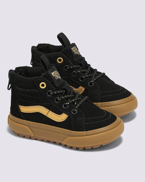 Toddler Sk8-Hi Zip Shoe in Black / Gold / Gum | Vans