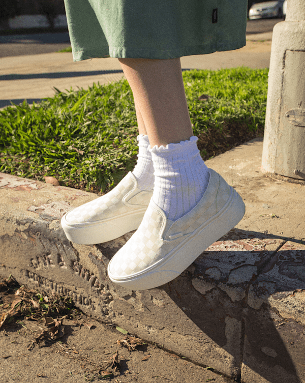 Classic Slip-On Platform Checkerboard Shoe