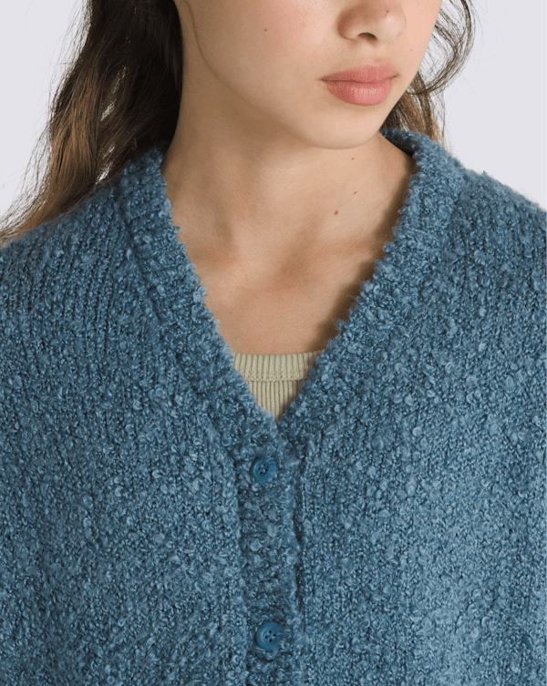 Kids Valerie Boucle Cardigan in Blue Stone | Vans