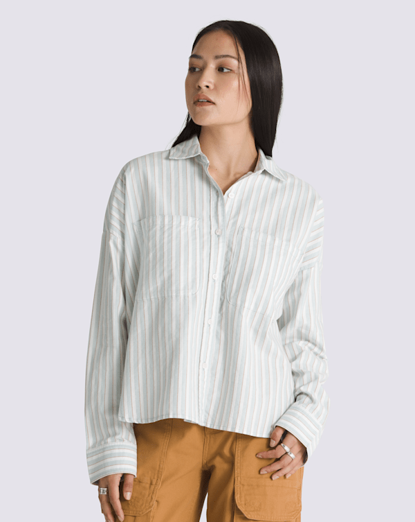 Antica Boxy Long Sleeve Shirt in Mist Blue | Vans