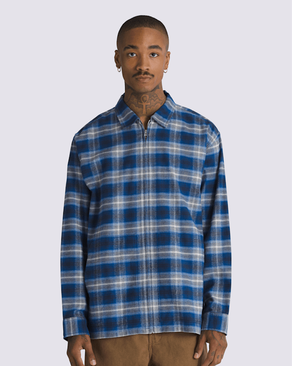 トップス BoTT  ZIP UP FLANNEL SHIRT  NAVY Montwood-Zip-Flannel-Long-