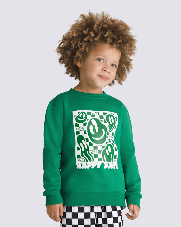 Little Kids Happy Days Crew Sweatshirt in Verdant Green | Vans