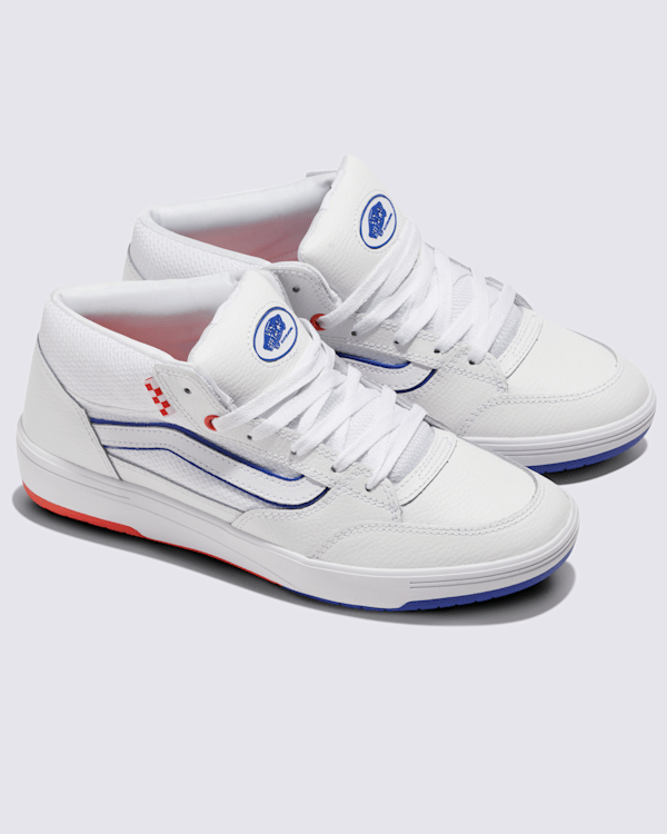 Skate Zahba Mid Shoe in White / Blue / Orange | Vans