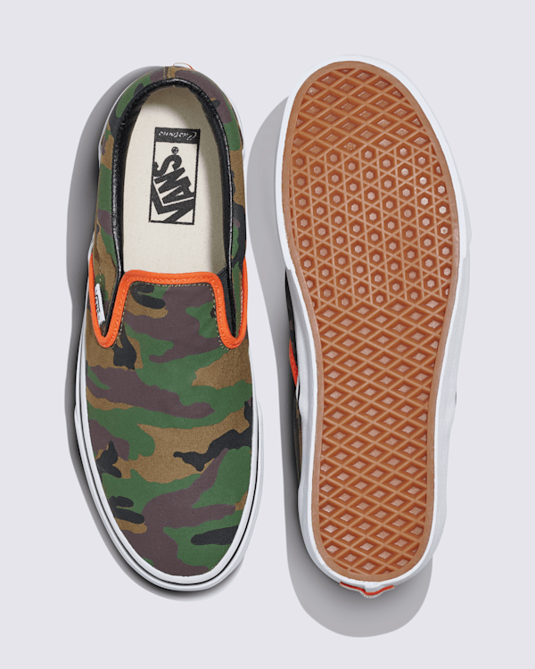 靴 90s made in USA Vans slip on camouflage Customs Classic Slip-On Shoe in Camo Jungle Green | Vans