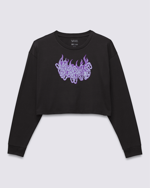 Hot Links Relaxed Long Sleeve Crop T-Shirt in Black | Vans