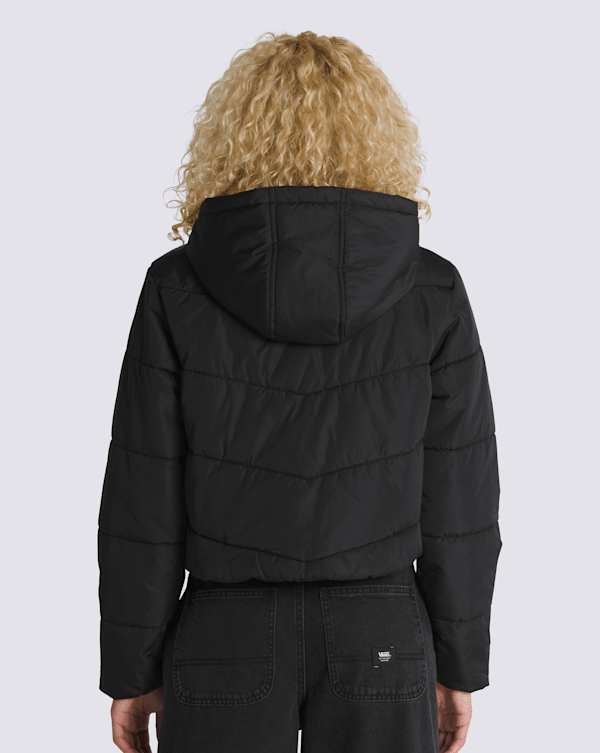 Foundry Crop Puff Hooded Jacket in Black | Vans