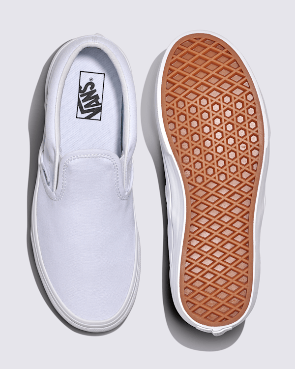 Big Kids Classic Slip-On Shoe in True White | Vans