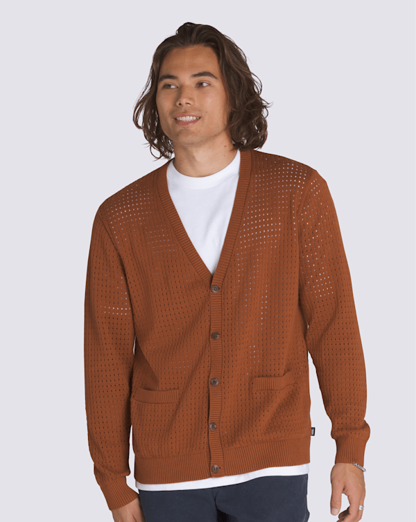 Griffin Pointelle Cardigan in Tortoise Shell Brown | Vans Griffin Pointelle Cardigan in Tortoise Shell Brown | Vans
