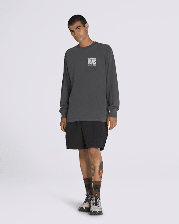 送料無料 店舗 Black Faded en T-Shirt Sleeve Long Web The In Fly | CA Vans トップス
