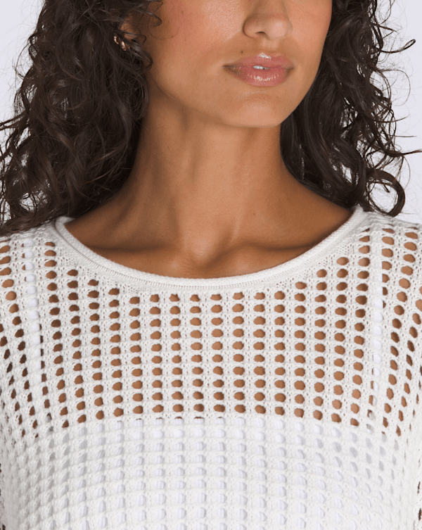 Mila Open Knit Crop Crew Sweater