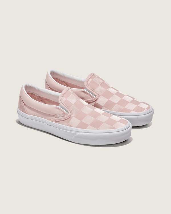 Classic Slip-On Checkerboard Satin Shoe in Rose Pink | Vans