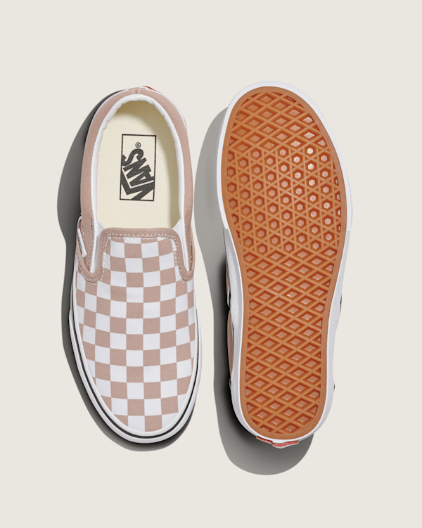 Classic Slip-On Checkerboard Shoe in Warm Taupe Brown