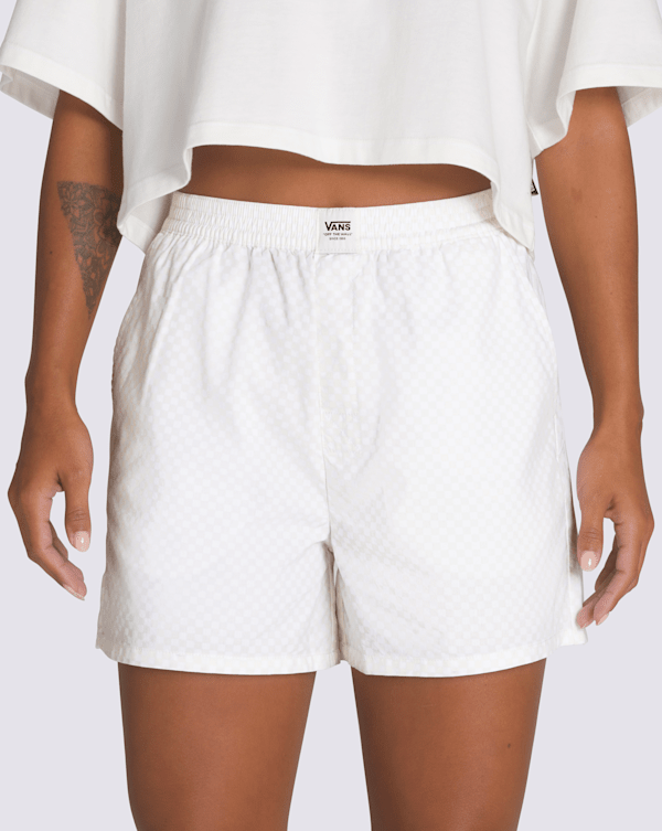 Alicia Checkerboard 3.5'' Boxer Shorts in White | Vans Alicia Checkerboard 3.5'' Boxer Shorts in White | Vans