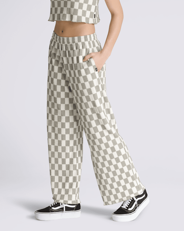 Wren Checkerboard Pants in London Fog Grey / White | Vans