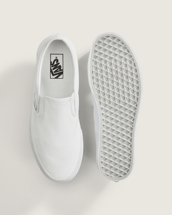 国内配送 VANS SLIP ON HOVER M.WHITE/WHITE Vans Slip-On Checkerboard Skate Shoe - White / White | Journeys