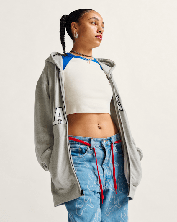 Split Full Zip Hoodie in Heather Grey | Vans