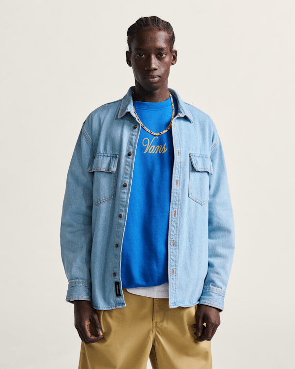 Palmhill Denim Long Sleeve Shirt in Light Rinse Blue | Vans