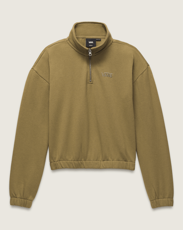 Kids Half Zip Mock Pullover in Gothic Olive Brown | Vans