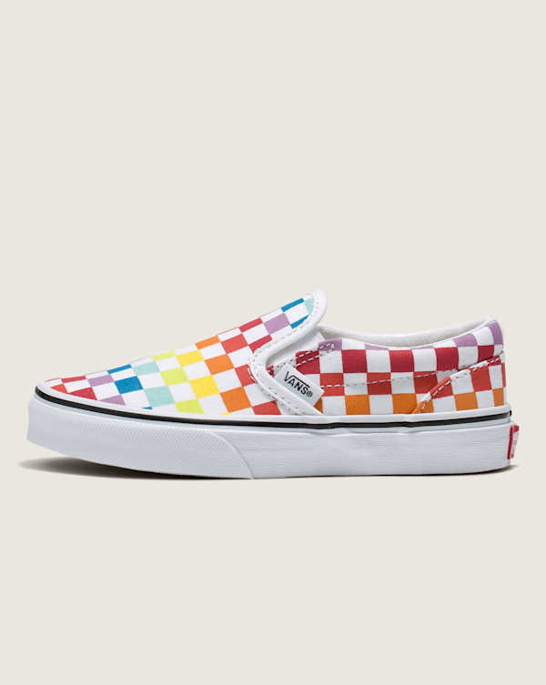 Vans | Kids Classic Checkerboard Slip-On Rainbow/True White