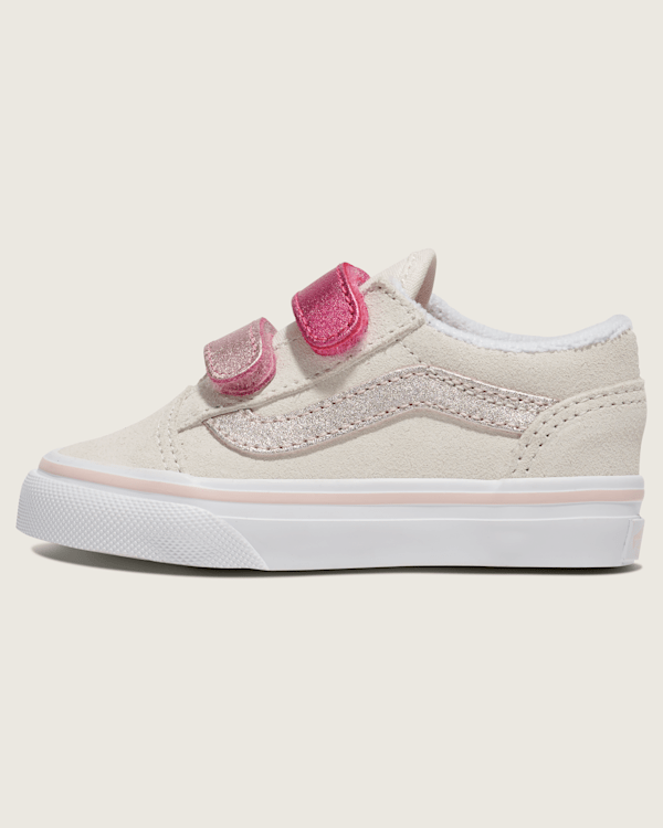 milly-3gor！ Toddler Old Skool V Shoe in Marshmallow White / Metallic