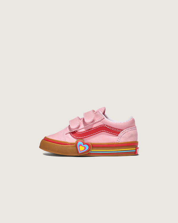 Toddler Old Skool V Heart Shoe en Pink / Gum | Vans CA
