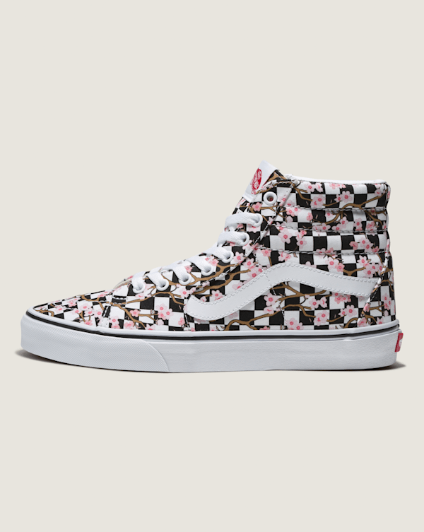 関税込☆VANS BUTTERFLY CHECKERBOARD SK8-HI カスタム Vans Sk8-Hi Checkered Butterfly Shoes Off The Wall Size W