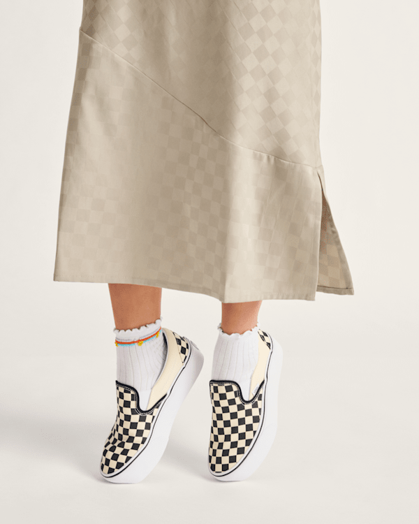 Classic Slip-On Platform Checkerboard Shoe