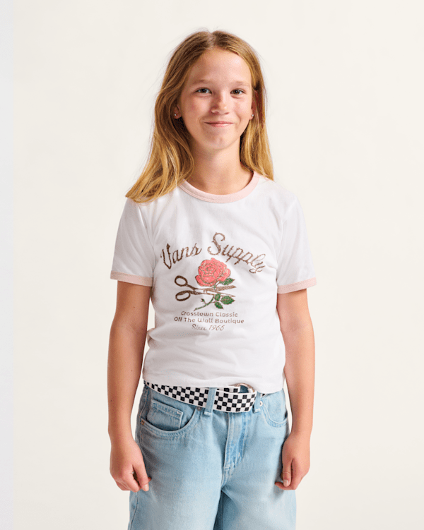 Kids Supply Boutique Ringer T-Shirt in White / Sepia Rose | Vans