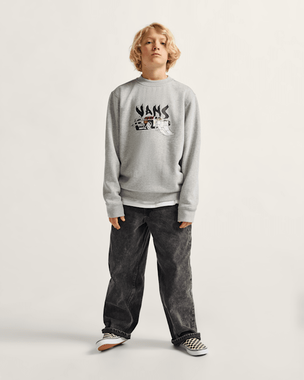 Kids Copout Loose Crew Sweatshirt in Heather Grey | Vans