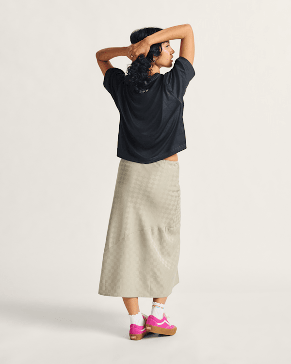 Diana Column Checkerboard Skirt in London Fog Beige | Vans
