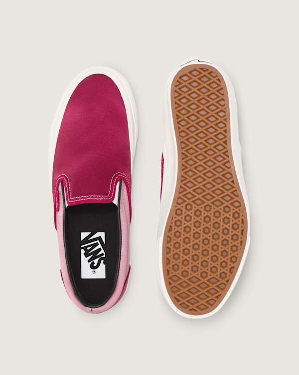 Premium Classic Slip-On Satin Shoe in Cherry Red / Pink | Vans