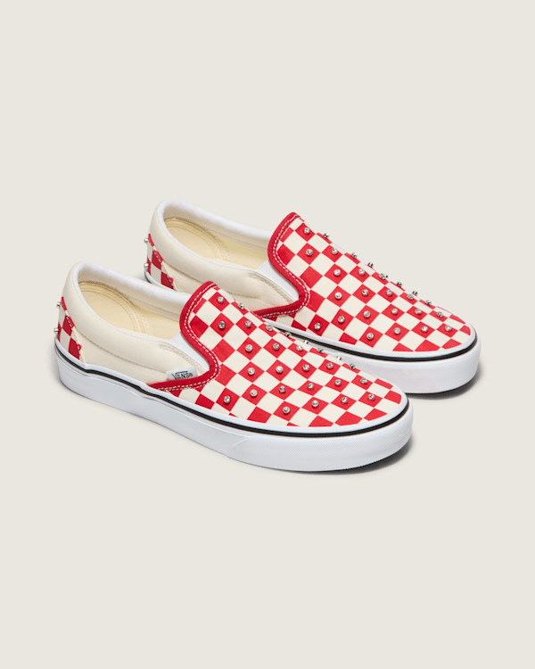 Classic Slip-On Checkerboard Shoe en Racing Red / White | Vans CA
