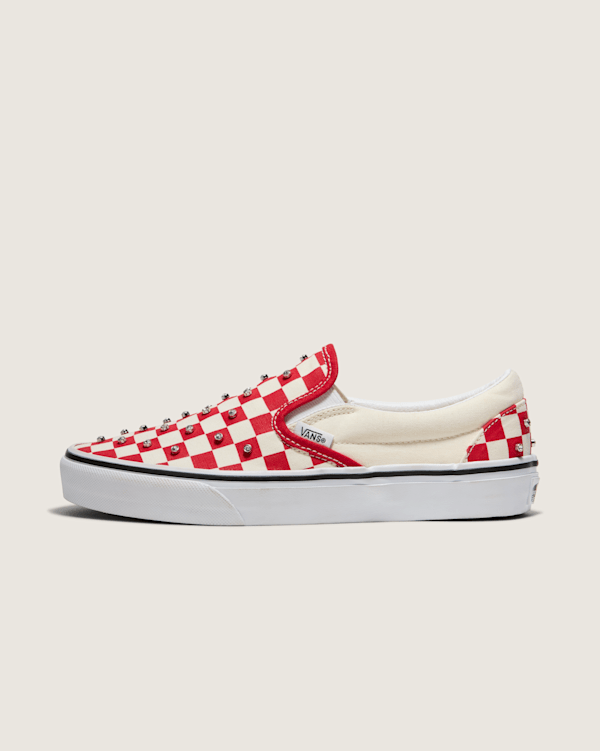 Classic Slip-On Checkerboard Shoe in Racing Red / White | Vans