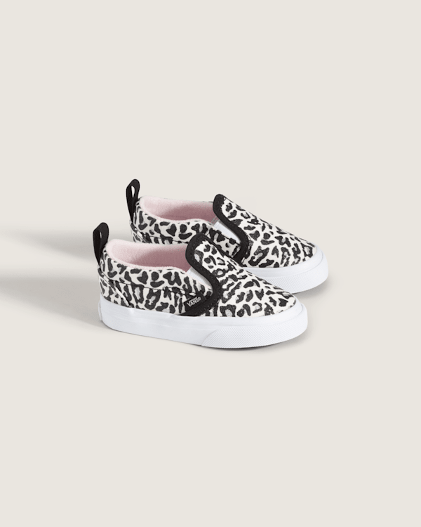 Toddler Classic Slip-On V Shoe in Glitter Leopard Pastel Pink Vans