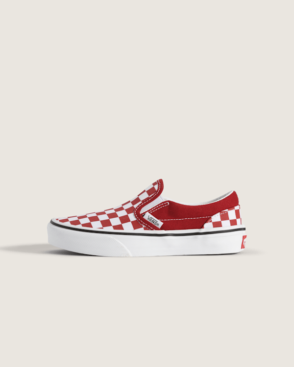 Vans Little Kids Classic Slip-On Checkerboard Shoes (Checkerboard Chili Pepper Red) - 10.5