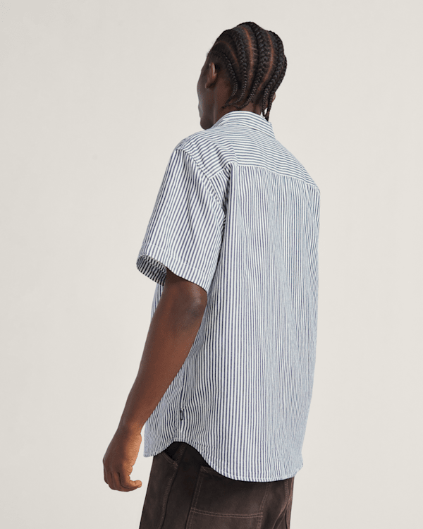 [VANS]Vans Premium Shorebreak Short Sleeve Knit Shirt/追跡付 Premium Shorebreak Short Sleeve Shirt in Marshmallow White