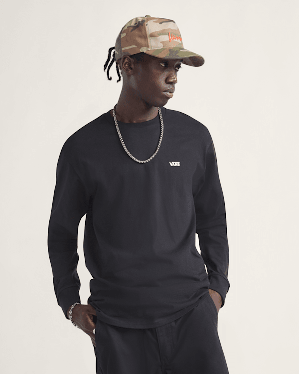 Left Chest Logo Long Sleeve T-Shirt in Black | Vans