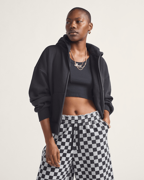 Dual Palm Retro Zip Hoodie en Black | Vans CA