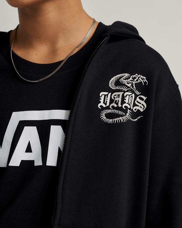 Kids Bone Yard Full Zip Hoodie in Black | Vans