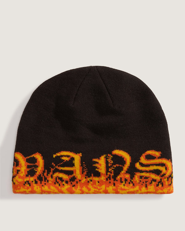 Kids Hovley Beanie en Black / Flame Red | Vans CA