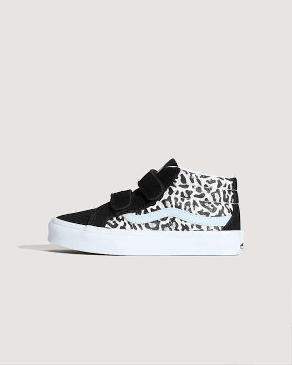 Little Kids Sk8-Mid V Shoe in Glitter Leopard / Pastel Blue