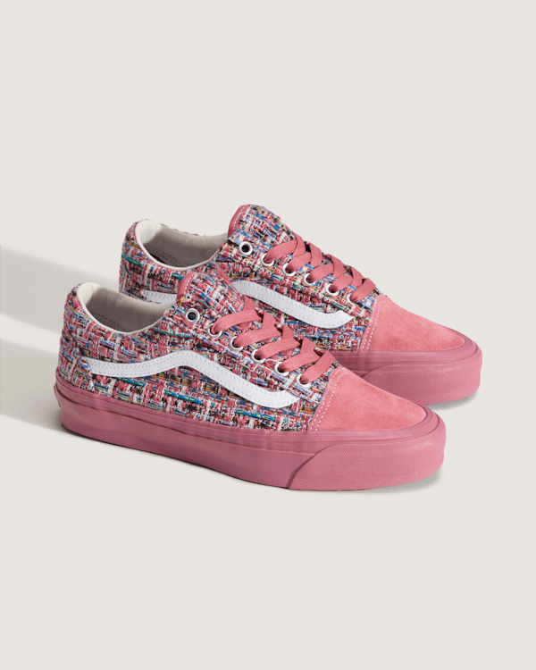 【VANS】 ★ Premium Old Skool 136 ★ White & Pink Old Skool Shoe in Cream Beige / Pink | Vans