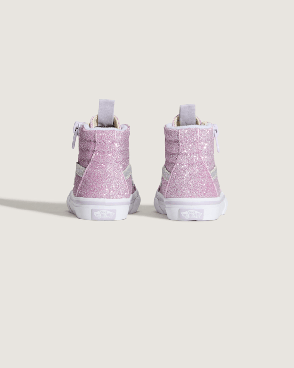みゆページ Toddler Sk8-Hi Side Zip Shoe in Glitter Lilac Mist Purple | Vans