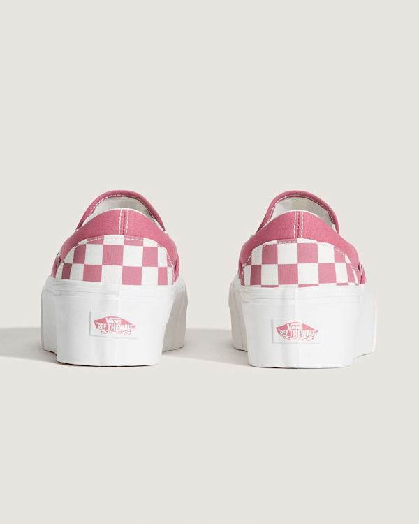 国内配送 VANS AUTHENTIC STACKFORM WOVEN WHITE/PINK VANS Women's Woven Check Authentic Stackform Platform