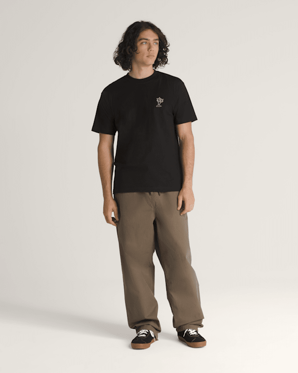 ◆BADBLOOD◆ Dark Classic Stripe T-Shirt Khaki Black w-tee25 Crested T-Shirt in Black | Vans