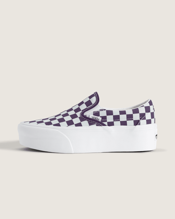 Classic Slip-On Platform Checkerboard Shoe in Checkerboard Mist