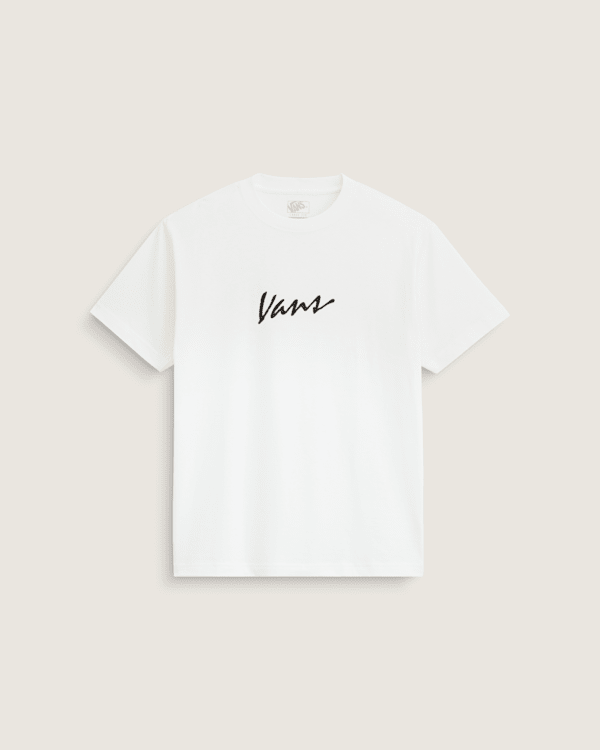 Classic Script T-Shirt in Marshmallow White / Black | Vans