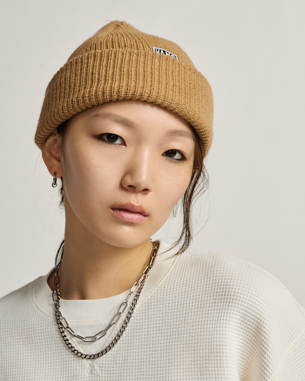 Hex Patch Cuff Beanie in Warm Taupe Beige | Vans