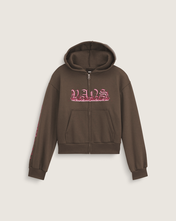 ❀0-1ippy Kids Vans Inferno Zip Hoodie in Coal Brown | Vans